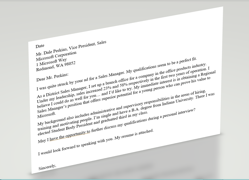 3D Screen shot of Cover Letter Template