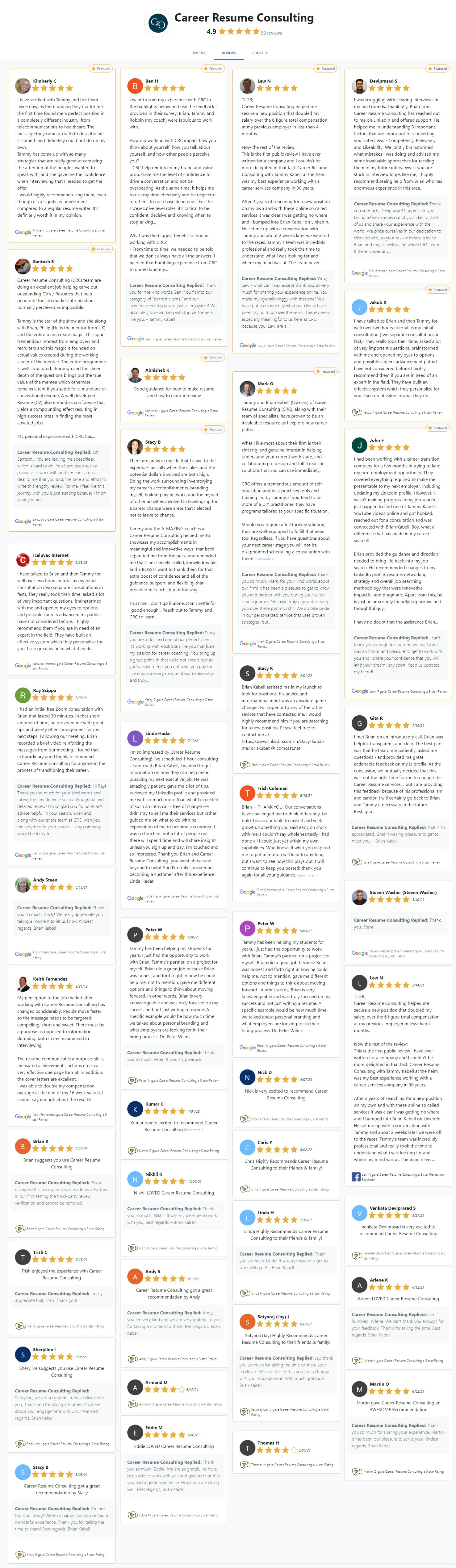Wall of Reviews